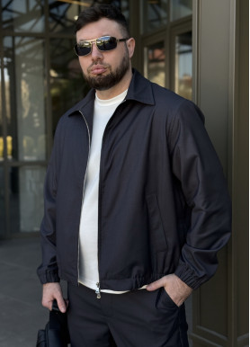 Чоловічий бомбер на підкладці преміальна костюмка чорна